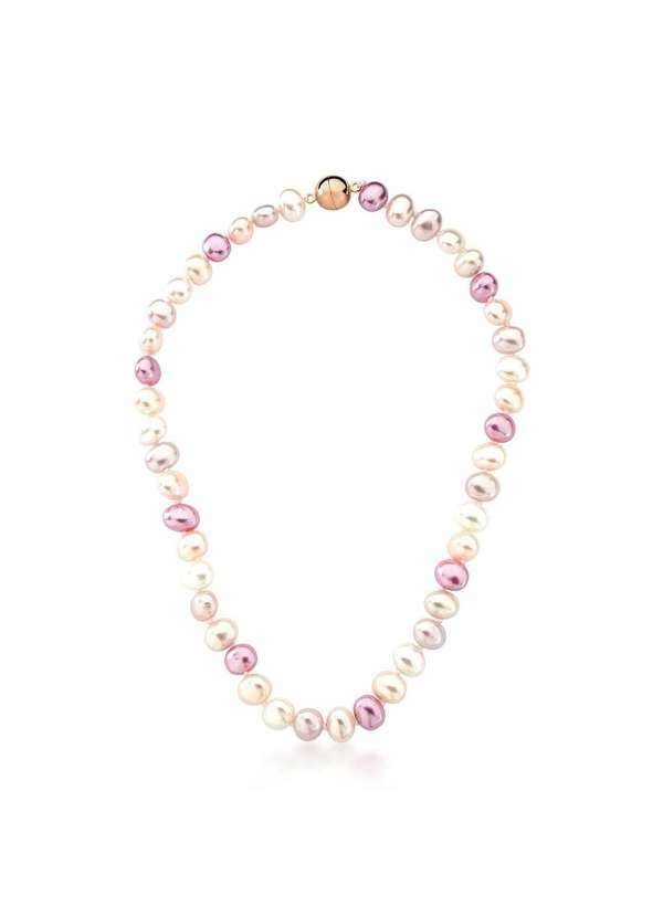 Mônica Rizzi - Colar Perolas Ovais Doris 1cm Quatro Tons Banhado em Ouro Rose Dourado