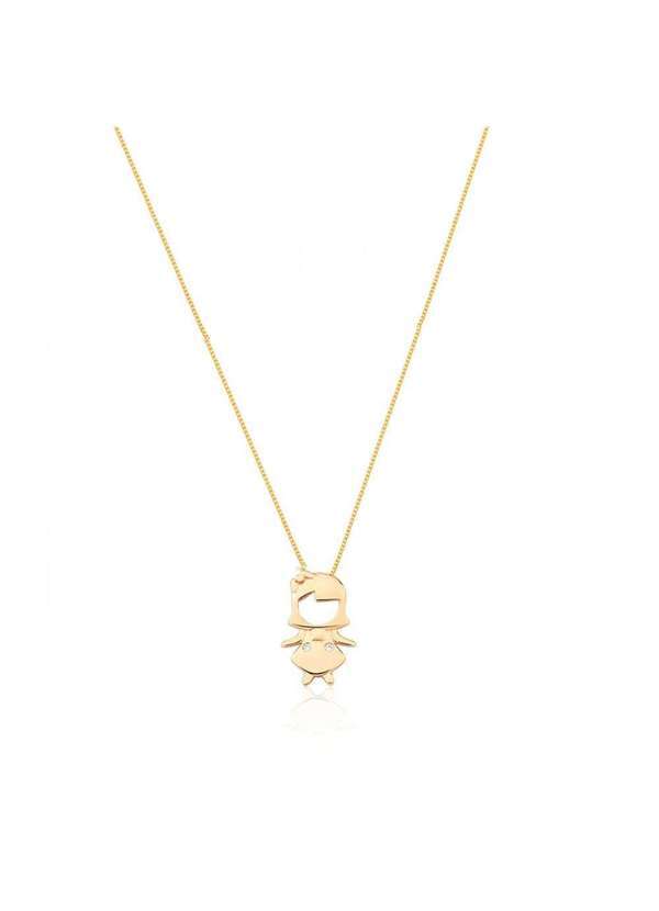 Mônica Rizzi - Colar Pingente Filha Menina com Zirconias Banhado Ouro Dourado
