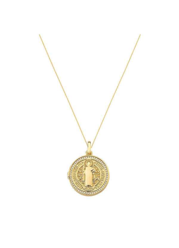 Mônica Rizzi - Colar Relicario Sao Bento Banhado em Ouro 18k Dourado