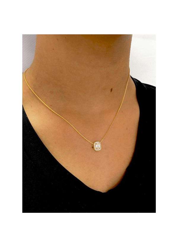 Mônica Rizzi - Conjunto Colar e Brinco Lisa Zirconias Luxo Dourado 2