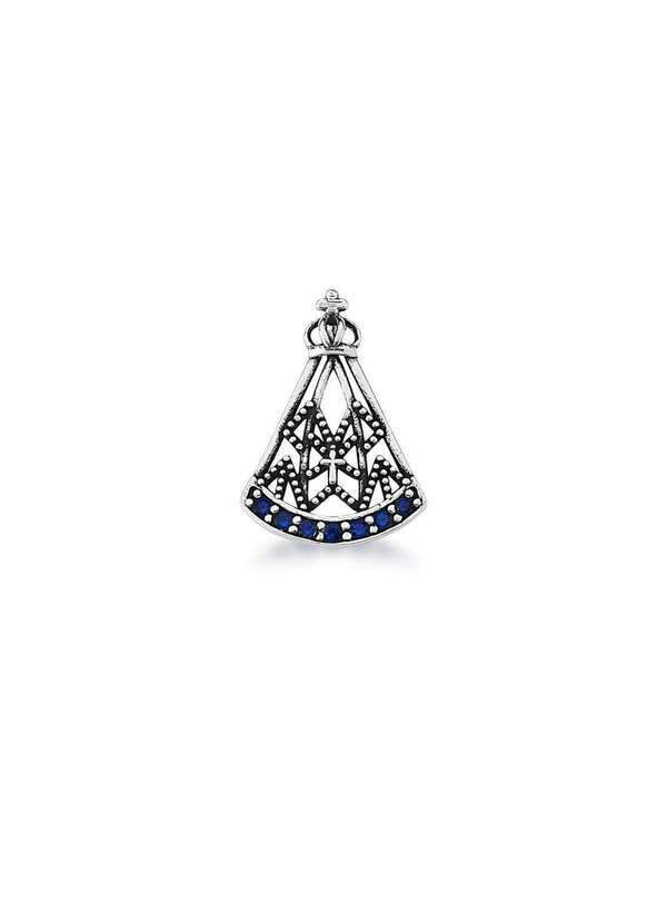 Mônica Rizzi - Pingente Nossa Senhora Aparecida Azul Prata Envelhecida Prata