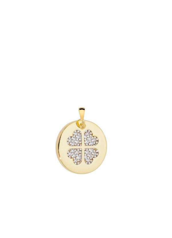 Mônica Rizzi - Pingente Trevo da Sorte 4 Folhas Banhado Ouro 18k com Zirconias Dourado