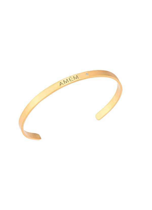 Mônica Rizzi - Bracelete Amem Ponto de Luz em Zirconia Banhado Ouro Pulseira Dourado