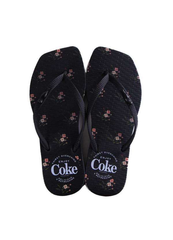 Coca Cola - Chinelo Feminino Coca-Cola Cc4400 Preto Preto