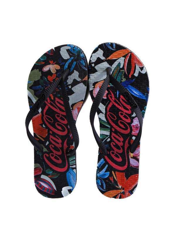 Coca Cola - Chinelo Feminino Coca-Cola Cc4402 Preto Preto
