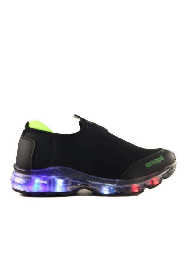 Ortopé - Tênis Ortopé Infantil Slip On Led Preto/Amarelo Preto