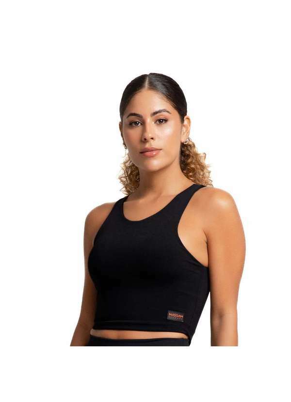Massam Fitness - Top Cropped Feminino Poliamida Preto