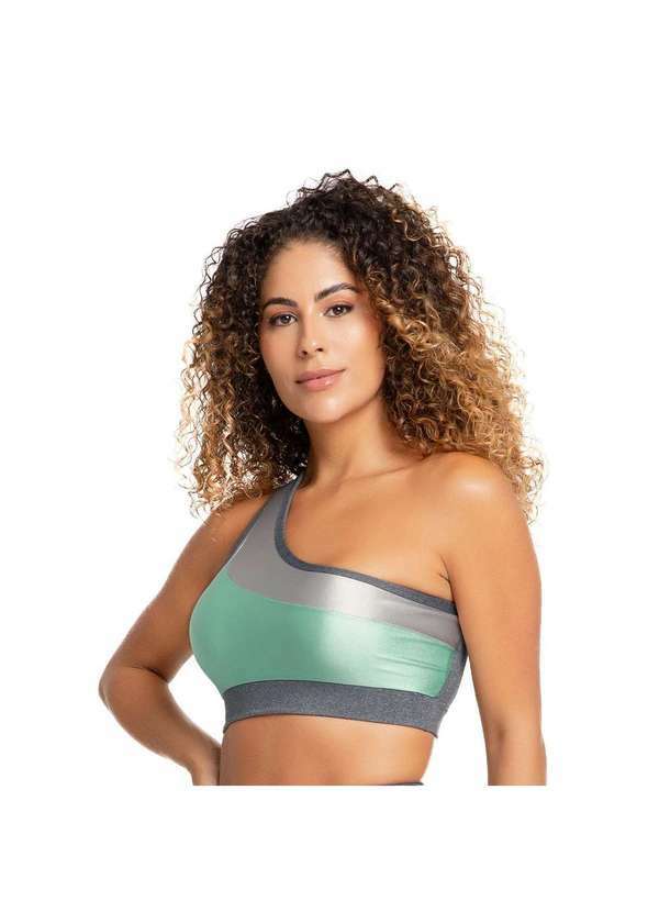 Massam Fitness - Top um Ombro So com Forro Cinza