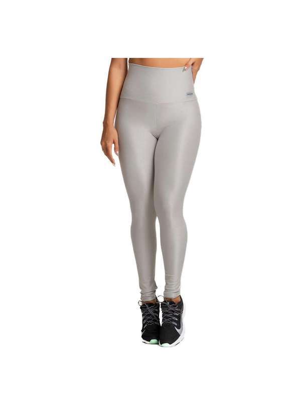 Massam Fitness - Legging Feminina Poliamida Canelada Cinza
