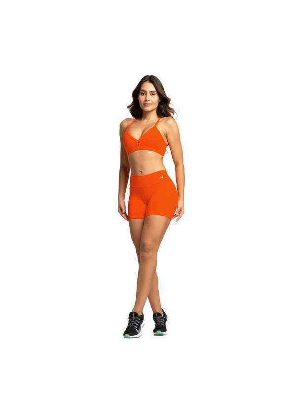 Massam Fitness - Conjunto Feminino Top e Short Poliamida Laranja