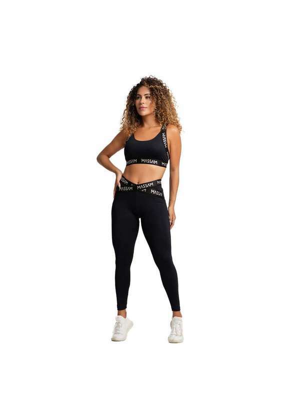 Massam Fitness - Conjunto Top com Legging Poliamida Preto