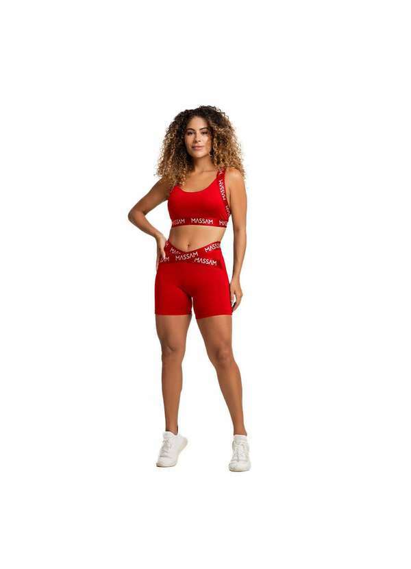 Massam Fitness - Conjunto Top com Short Poliamida Vermelho