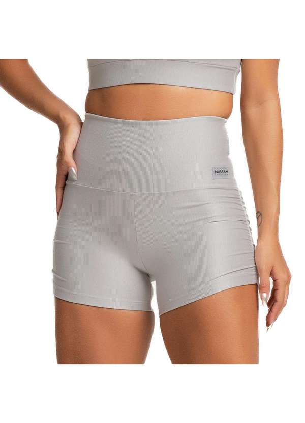 Massam Fitness - Short Feminino Poliamida Canelado Cinza