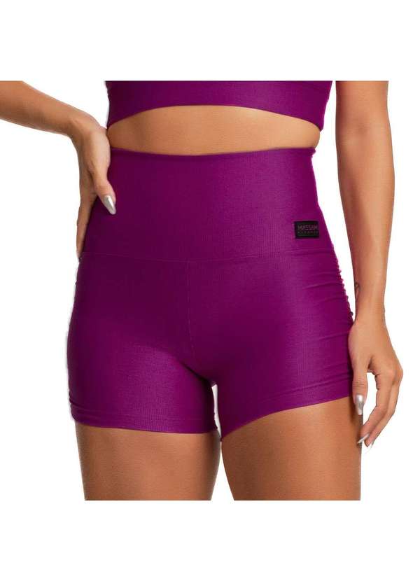 Massam Fitness - Short Feminino Poliamida Canelado Roxo