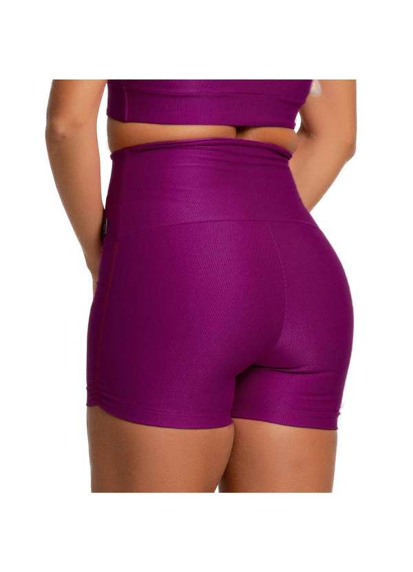 Massam Fitness - Short Feminino Poliamida Canelado Roxo 3