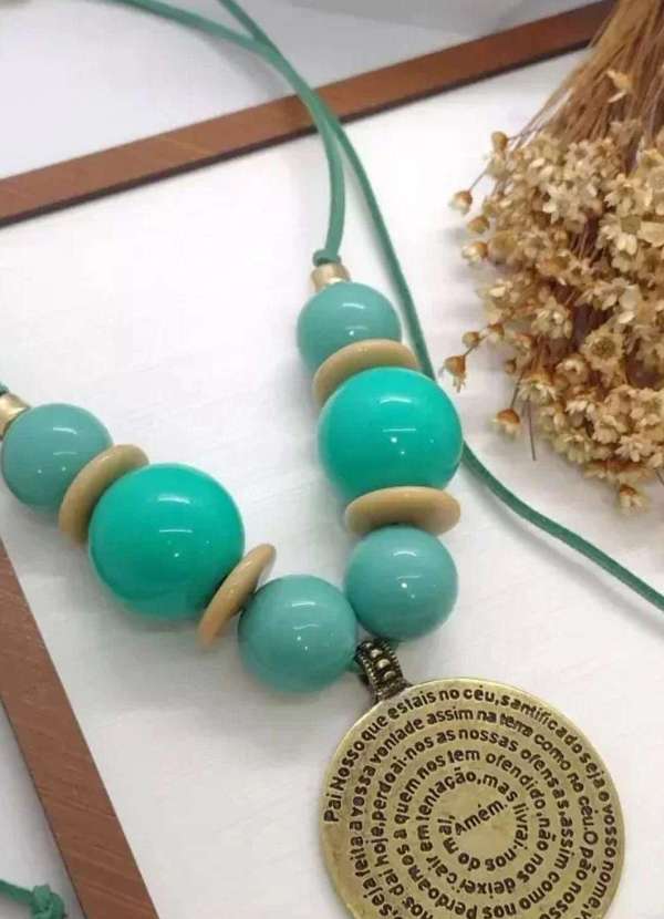 Mellow Brazil - Max Colar Turquesa Círculo Cobre - 80cm Regulável Azul