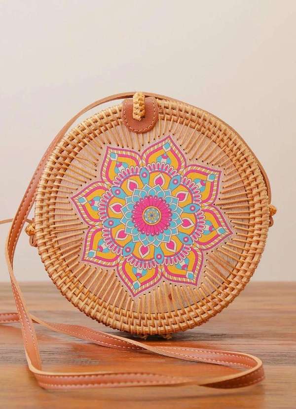 Mellow Brazil - Bolsa de Praia de Rattan Estruturada com Forro - Tulum Marrom 2