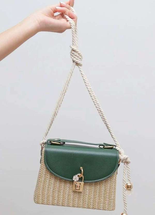 Mellow Brazil - Bolsa de Praia em Palha Estruturada c/ Alça - Leblon Verde 3