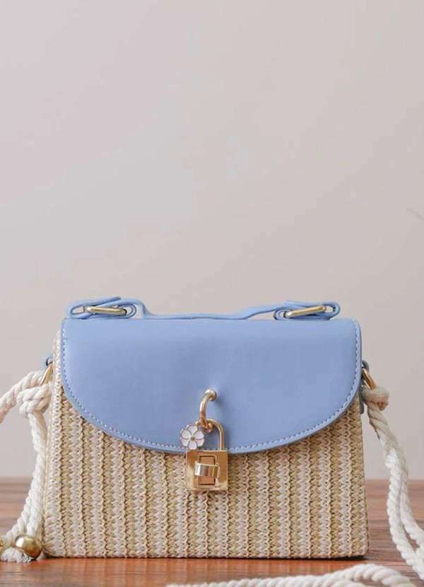 Mellow Brazil - Bolsa de Praia em Palha Estruturada c/ Alça - Maresias Azul