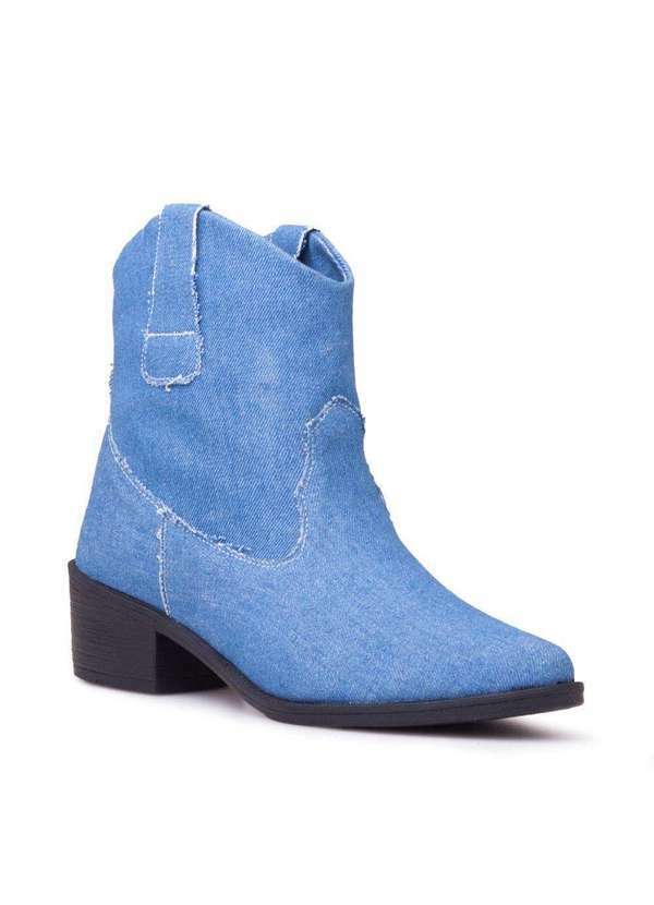 Via Miss - Bota Feminina Cano Curto Western Country Conforto Estilo Azul