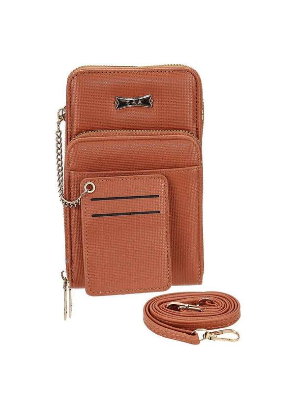 H.e - Bolsa Feminina Transversal H.E Sq2397 - Caramelo