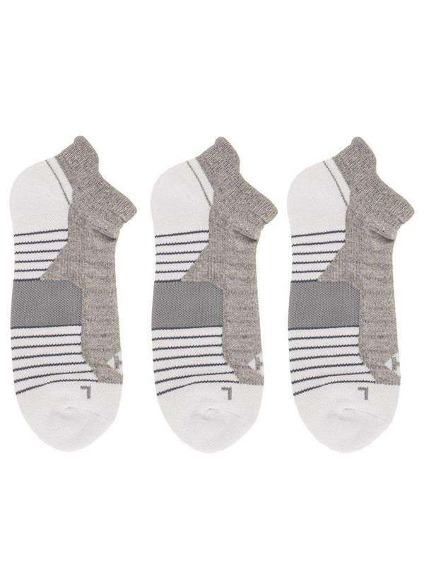 Hoahi - Kit 3 pares de Meias Soquete Hoahi 22071 - Branco/Cinza