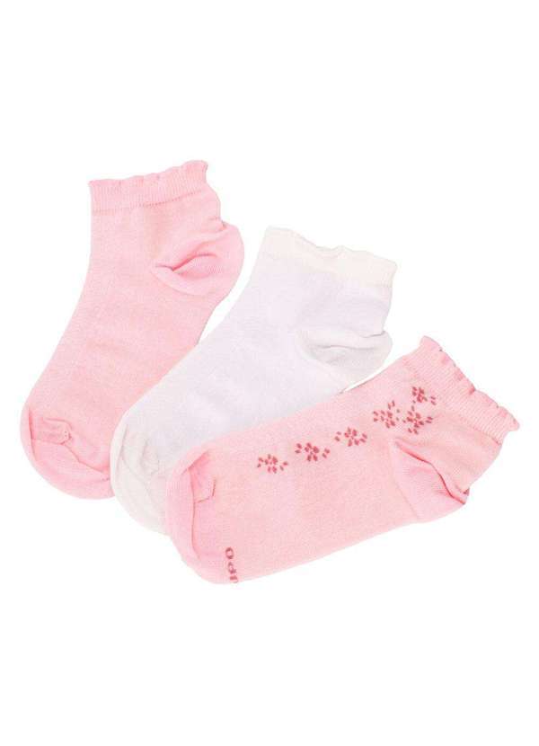 Lupo - Kit com 03 pares de Meias Invisíveis Lupo - 4535 - Branco/Rosa 01