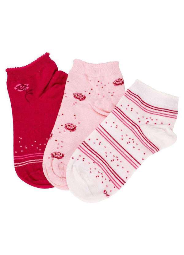 Lupo - Kit com 03 pares de Meias Invisíveis Lupo - 4535 - Rosa 01