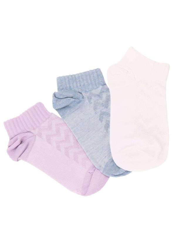 Lupo - Kit com 03 pares de Meias Invisíveis Lupo - 4535 - Branco/Lilas