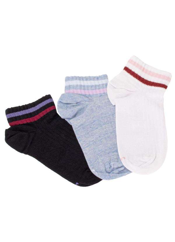 Lupo - Kit com 03 pares de Meias Invisíveis Lupo - 4535 - Azul/Branco 1