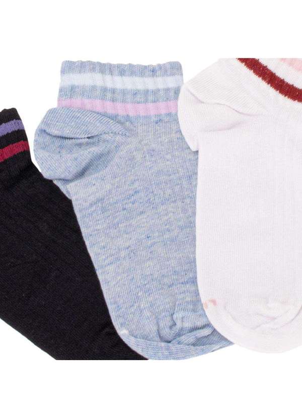 Lupo - Kit com 03 pares de Meias Invisíveis Lupo - 4535 - Azul/Branco 5