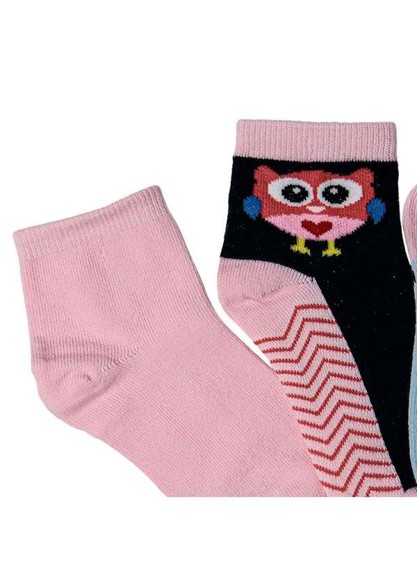 Hoahi - Kit com 3 pares de Meias Cano Curto Infantil Hoahi 21218 - Azul/Rosa 5