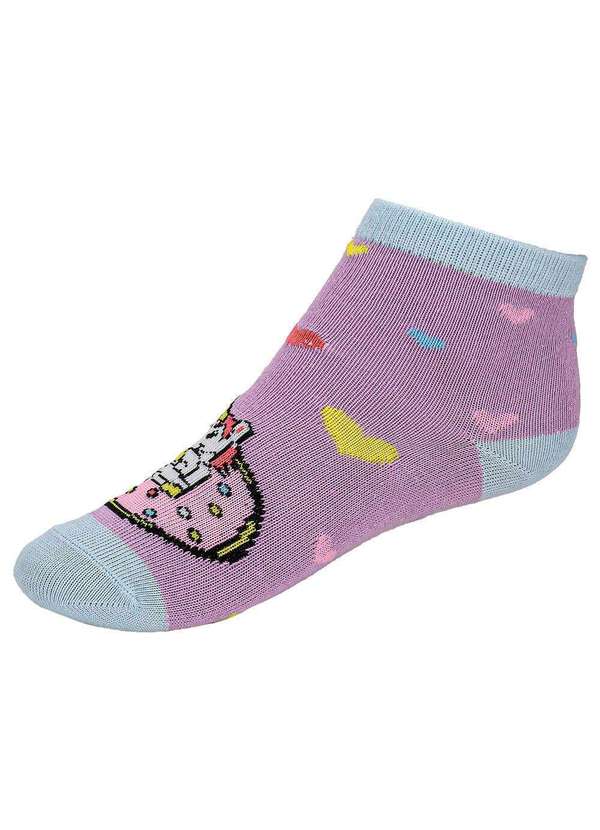 Hoahi - Kit com 3 pares de Meias Cano Curto Infantil Hoahi 21218 - Rosa/Lilás 3