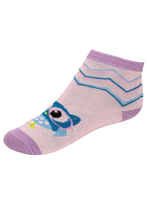 Hoahi - Kit com 3 pares de Meias Cano Curto Infantil Hoahi 21218 - Rosa/Lilás 4