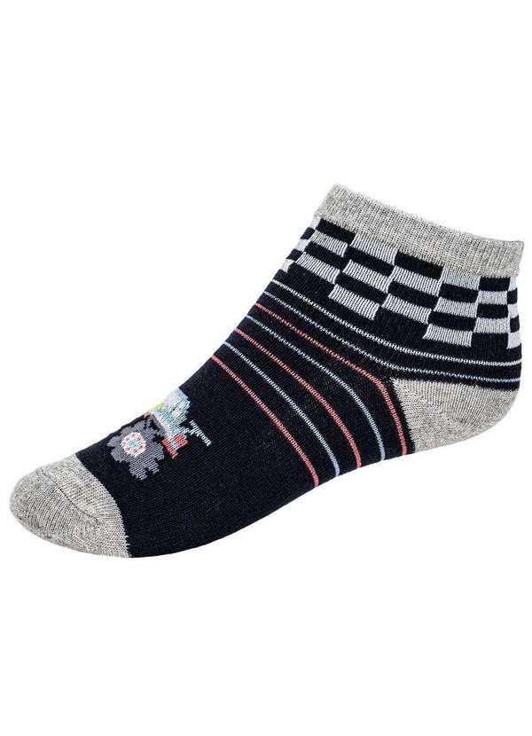 Hoahi - Kit com 3 pares de Meias Cano Curto Infantil Hoahi H021219 Preto/Cinza 2