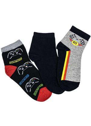 Kit com 3 pares de Meias Cano Curto Infantil Hoahi H021219 - HOAHI