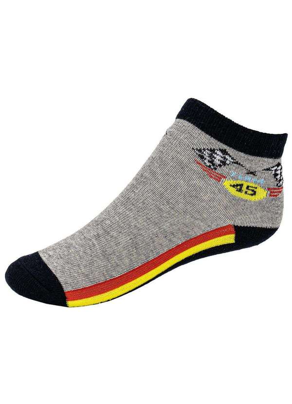 Hoahi - Kit com 3 pares de Meias Cano Curto Infantil Hoahi H021219 Cinza/Preto 2