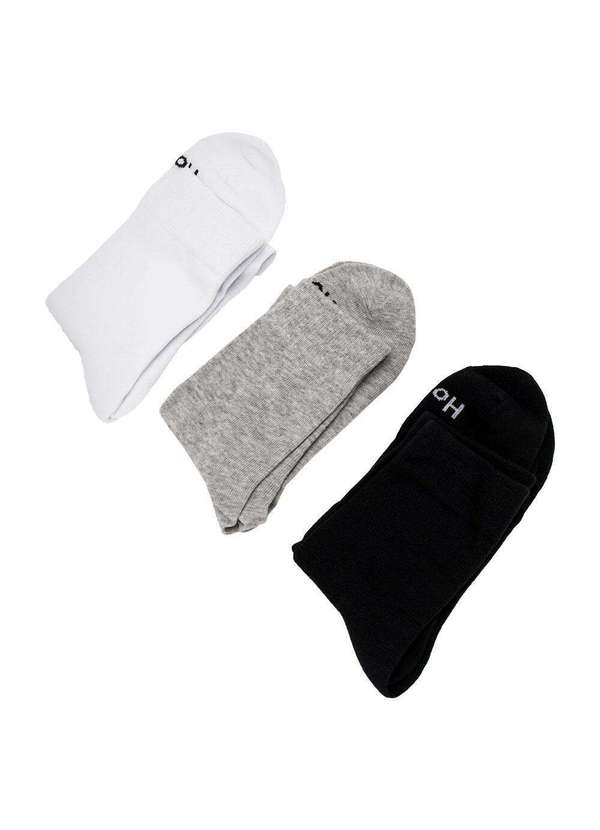 Hoahi - Kit com 3 pares de Meias Cano Longo Hoahi 18096 - Preto/Branco