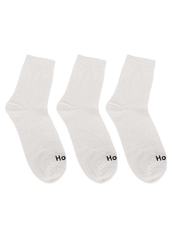 Hoahi - Kit com 3 pares de Meias Cano Longo Hoahi 18096 - Branco