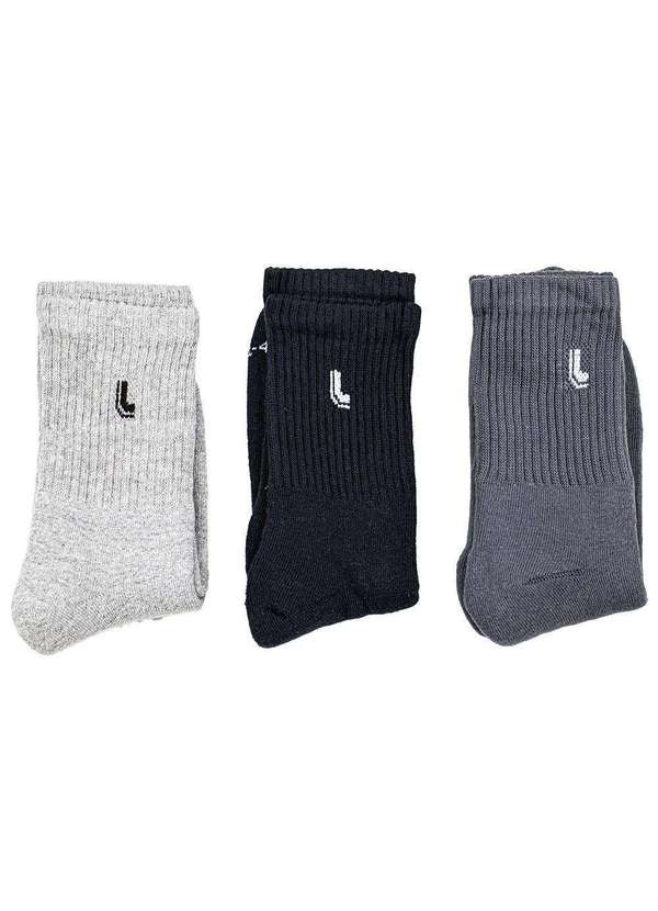 Lupo - Kit com 3 pares de Meias Lupo Sport - 3245 Preto/Cinza