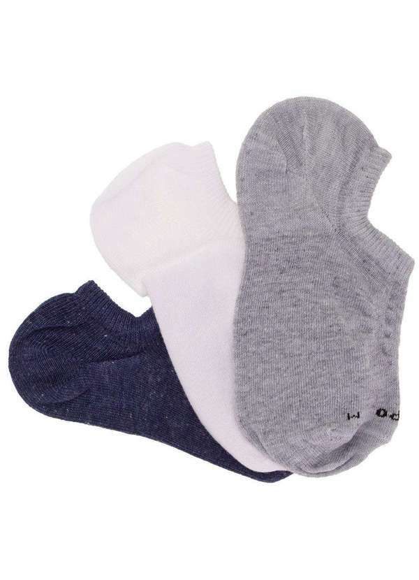 Lupo - Kit com 3 pares de Meias Sortidas Invisível Lupo - 32700 - Branco/Cinza