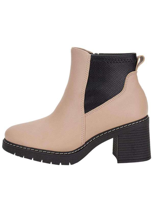 Piccadilly - Bota Feminina Cano Baixo Piccadilly 769001 Bege/Preto 2