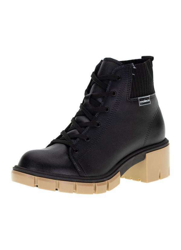 Moleca - Bota Feminina Coturno Moleca - 5338103 - Preto/Bege