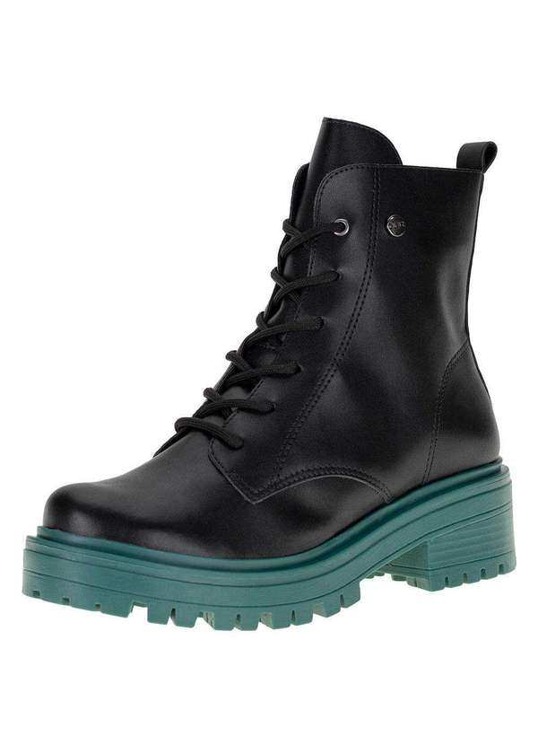 Bota Feminina Coturno Quiz 64196137 Preto/Verde Clovis Calcados