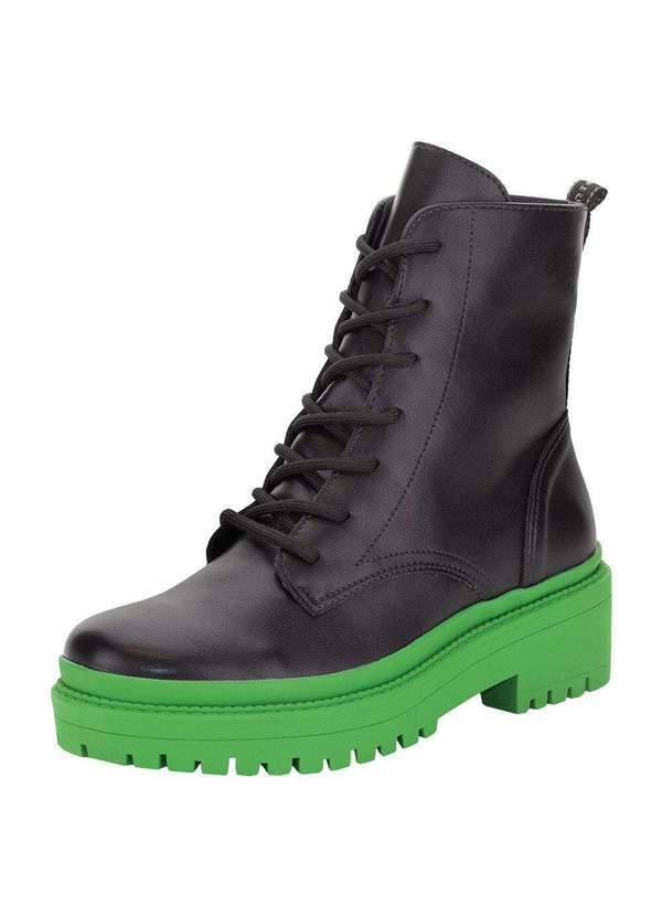 Via Marte - Bota Feminina Coturno Via Marte - 228503 - Preto/Verde