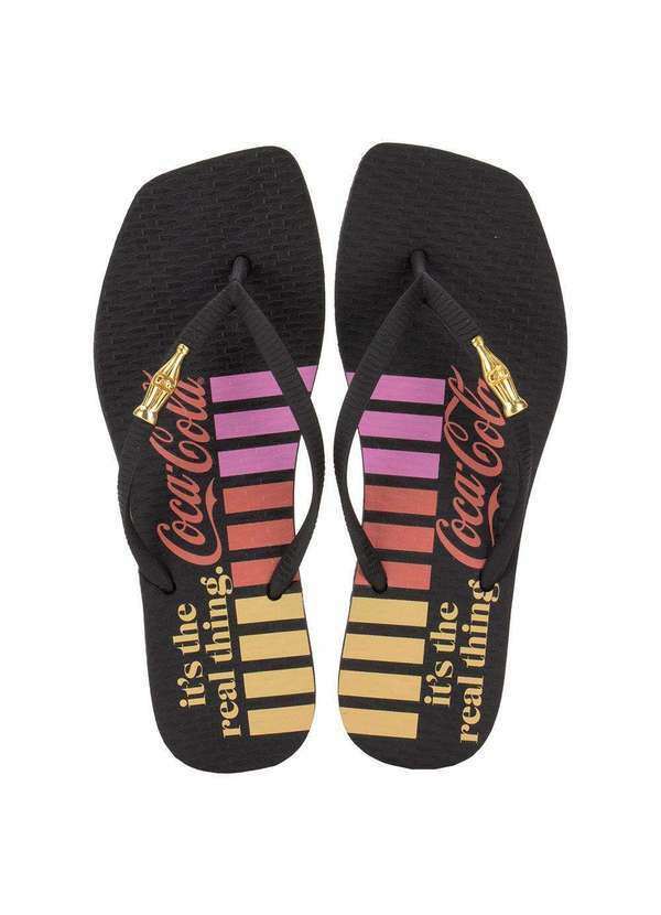 Coca Cola - Chinelo Feminino Carlo Square Coca-Cola Cc4326 - Preto