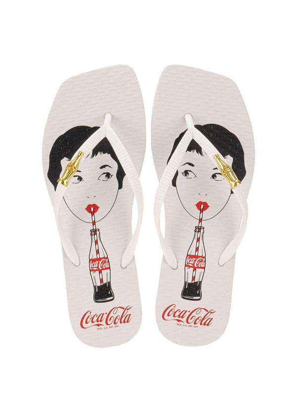 Coca Cola - Chinelo Feminino Carlo Square Coca-Cola Cc4326 - Branco 1