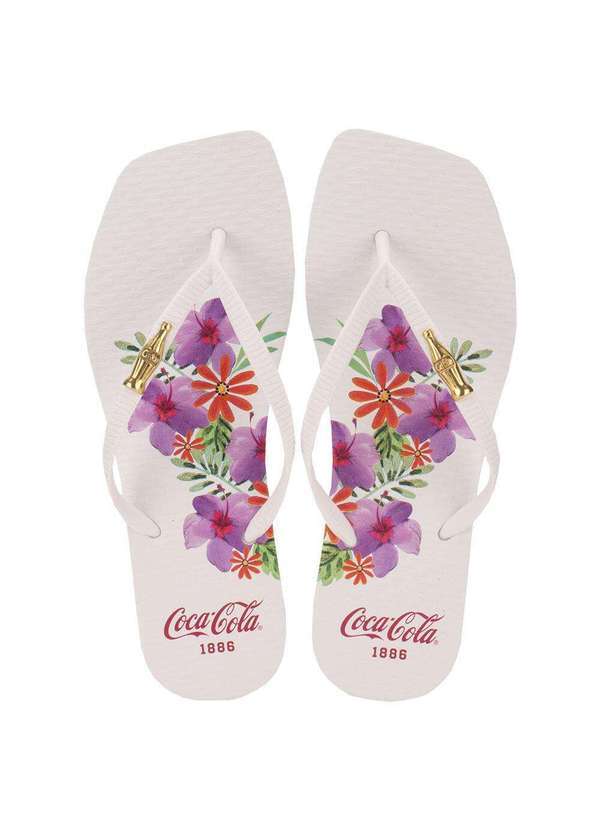 Coca Cola - Chinelo Feminino Carlo Square Coca-Cola Cc4326 - Branco/Lilas