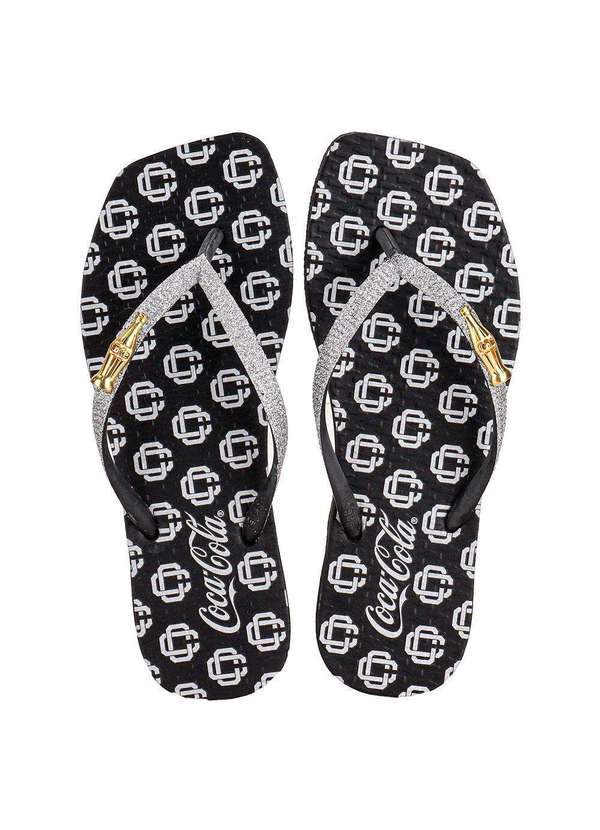 Coca Cola - Chinelo Feminino Carlo Square Coca-Cola Cc4326 - Preto 01