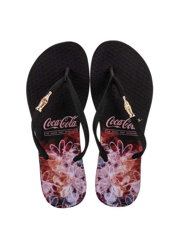 Coca Cola - Chinelo Feminino Coke Japan Style Coca Cola Cc3984 - Preto/Rosa